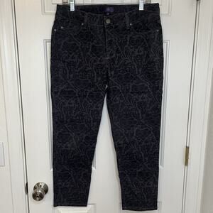 NYDJ Sheri Petite Jeans Size 12P Floral Printed Silhouette Stretch Denim Ankle